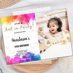 Invitación de cumpleaños a Paint and Purple Paint 