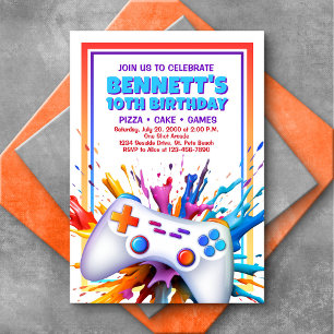 Invitación de cumpleaños a Paint de Gamer