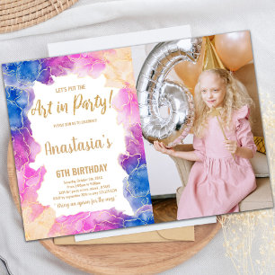 Invitación de cumpleaños a Paint Purple Paint con 