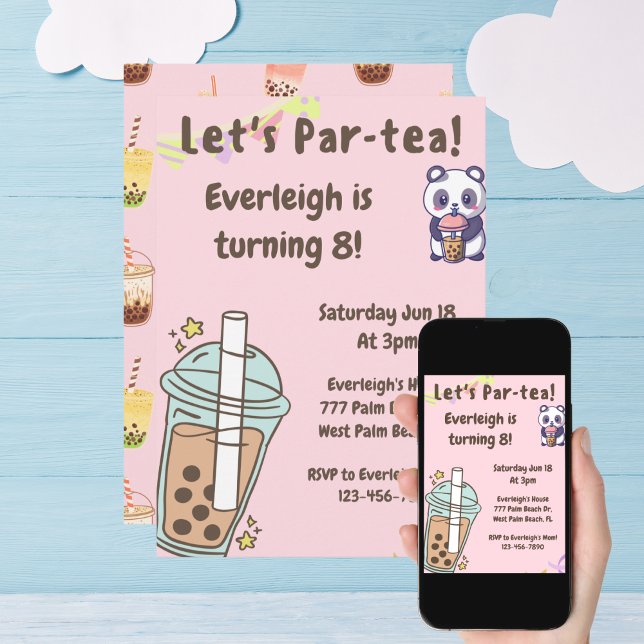 Invitación de cumpleaños a Par-Tea Bubble Tea (Subido por el creador)