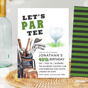 Invitación de cumpleaños a Par-Tee Editable Golf