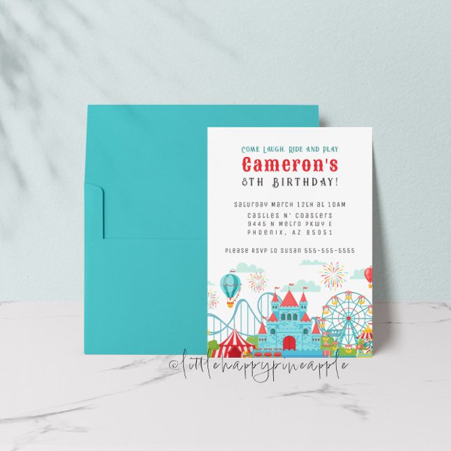 Invitación de cumpleaños a parque de atracciones (Subido por el creador)