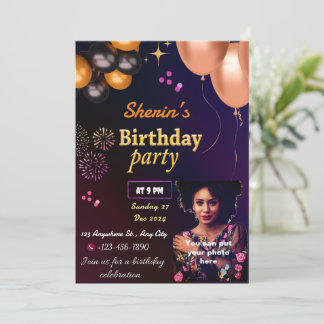 Invitación de cumpleaños a Personalizable completo