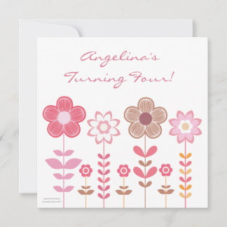 Invitación de cumpleaños a Personalizado de Flores