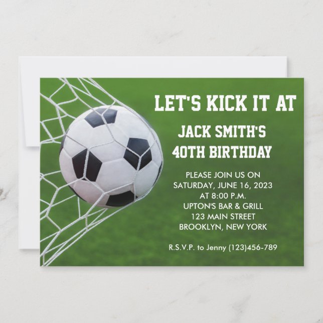 Invitación de cumpleaños a Personalizado de fútbol (Anverso)