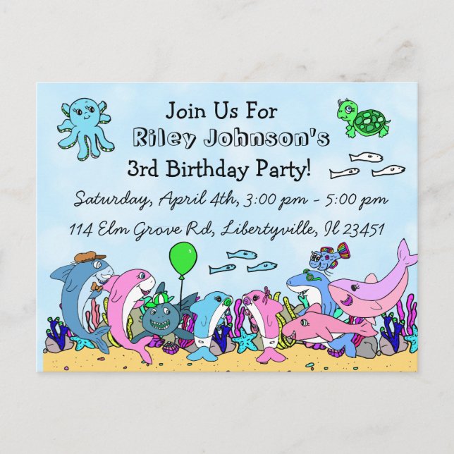 Invitación de cumpleaños a Personalizado de la fam (Anverso)