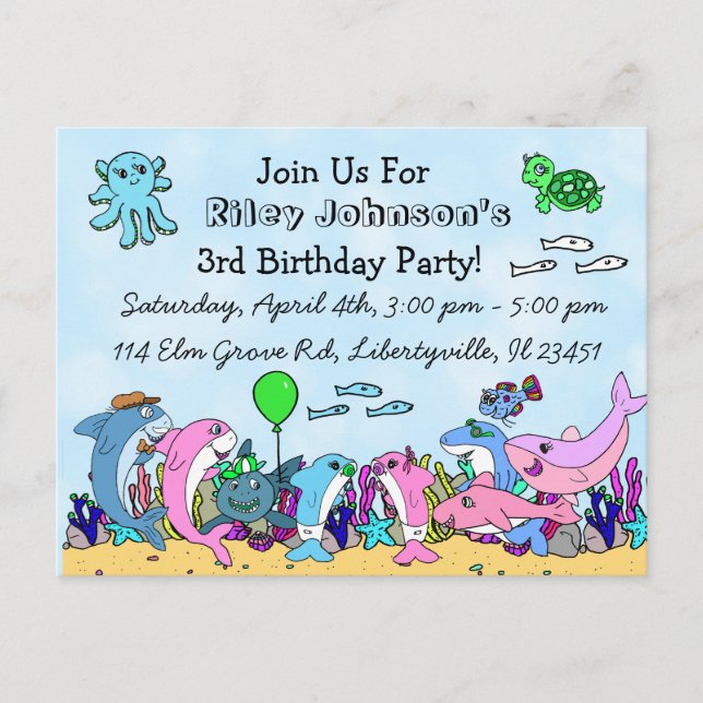 Invitación de cumpleaños a Personalizado de la fam (Anverso)