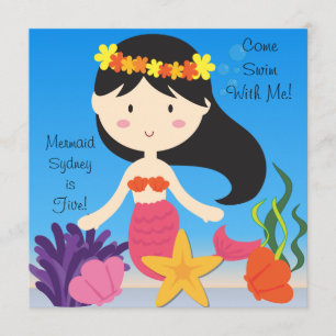 Invitación de cumpleaños a Personalizado de sirena