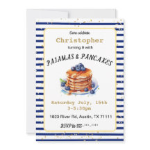 Invitación de cumpleaños a pijamas y crepes
