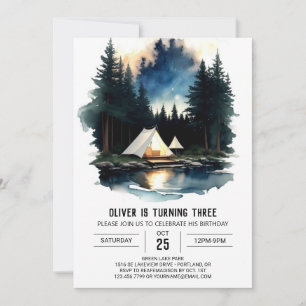 Invitación de cumpleaños a Pine Tree Campfire