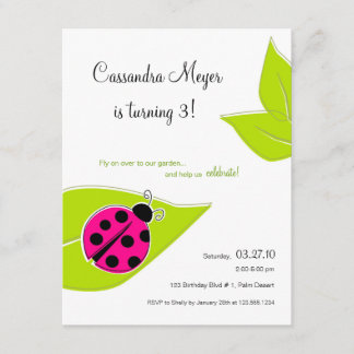 Invitación de cumpleaños a Pink Ladybug