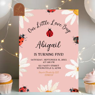 Invitación de cumpleaños a Pink Minimalista Daisy 