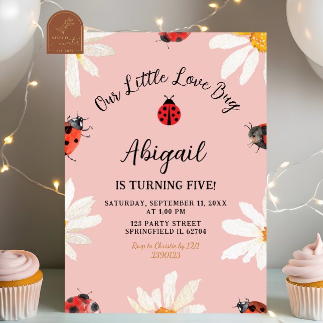 Invitación de cumpleaños a Pink Minimalista Daisy  (Subido por el creador)