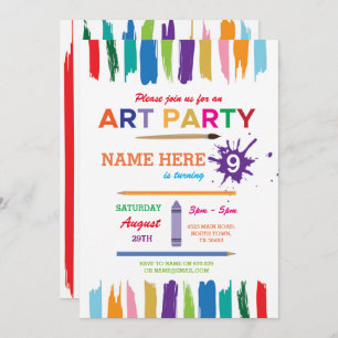 Invitación de cumpleaños a pintar dibujo a Fiesta