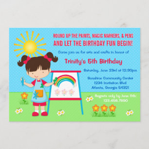 Invitación de cumpleaños a pintar Fiestas y artesa