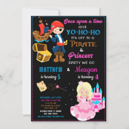Invitación de cumpleaños a piratas y princesas Dos