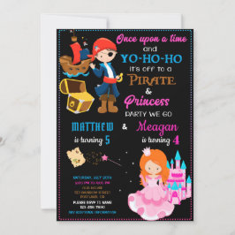 Invitación de cumpleaños a piratas y princesas Dos