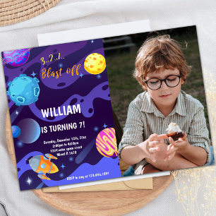 Invitación de cumpleaños a planetas con foto