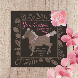 Invitación de cumpleaños a Pony Rosa y Marrón