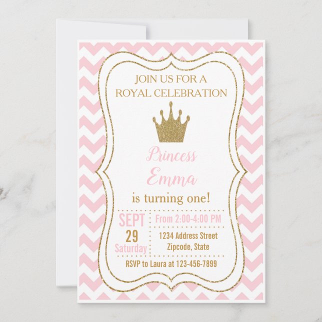 Invitación de cumpleaños a princesa (Anverso)