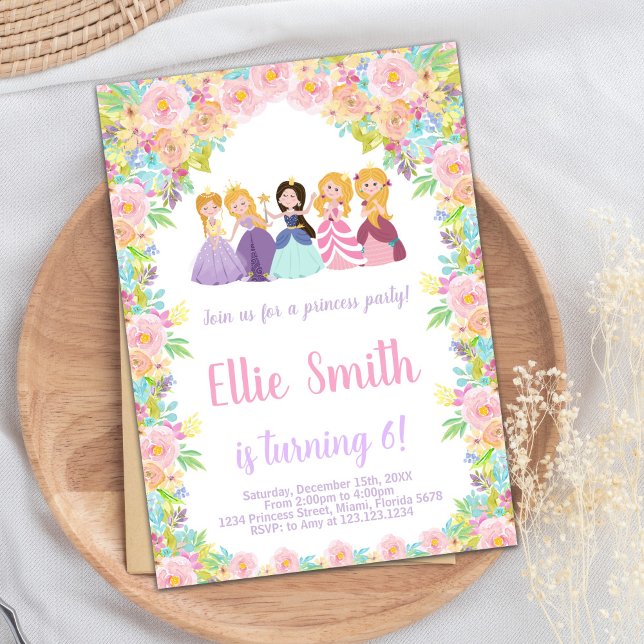 Invitación de cumpleaños a princesas negras morada (Purple Black Princesses Birthday Invitation)