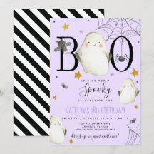 Invitación de cumpleaños a Purple Halloween