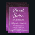 Invitación de cumpleaños a Purple Sparkle Sky Swee<br><div class="desc">Morado violeta dulce dieciséis Starry Night Sky Sparkle Purple Ombre Party Invitación con Recorte de Relieve metalizado plateado. Esta invitación es perfecta para la fiesta de cumpleaños Sparkle Girly Sweet 16 que busca celebrar en Purple.</div>