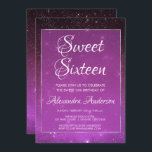 Invitación de cumpleaños a Purple Sparkle Sky Swee<br><div class="desc">Morado violeta dulce dieciséis Starry Night Sky Sparkle Purple Ombre Party Invitación con Recorte de Relieve metalizado plateado. Esta invitación es perfecta para la fiesta de cumpleaños Sparkle Girly Sweet 16 que busca celebrar en Purple.</div>