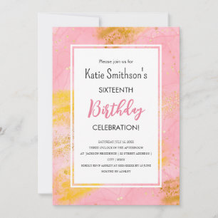 Invitación de cumpleaños a Purpurina de oro de col