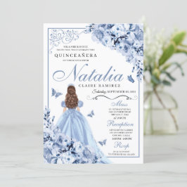 Invitación de cumpleaños a Quinceanera con flores 
