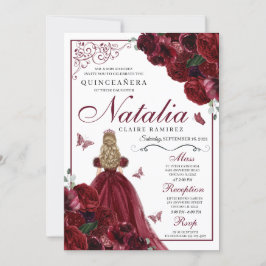 Invitación de cumpleaños a Quinceanera con flores 