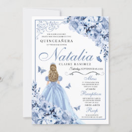 Invitación de cumpleaños a Quinceanera con flores 