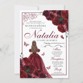 Invitación de cumpleaños a Quinceanera con flores 