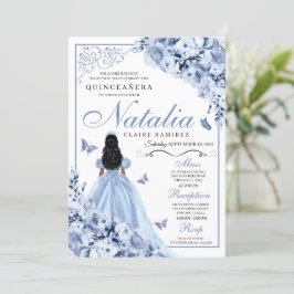 Invitación de cumpleaños a Quinceanera con flores 