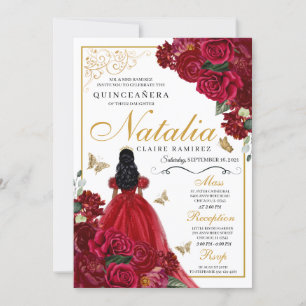 Invitación de cumpleaños a Quinceanera floral de o