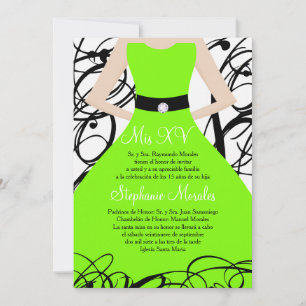 Invitación de cumpleaños a Quinceanera Vestido ver