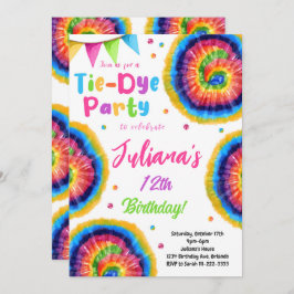 Invitación de cumpleaños a Rainbow Tiedye