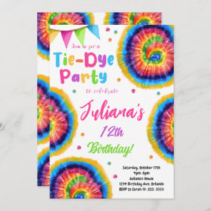 Invitación de cumpleaños a Rainbow Tiedye