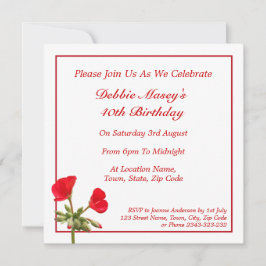 Invitación de cumpleaños a Red Geranium