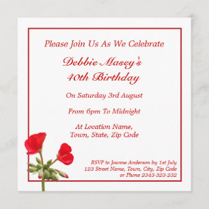 Invitación de cumpleaños a Red Geranium