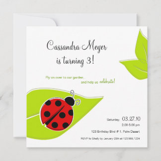 Invitación de cumpleaños a Red Ladybug Square