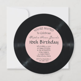 Invitación de cumpleaños a registro de vinilo de R