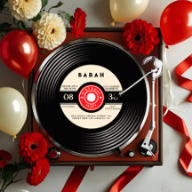 Invitación de cumpleaños a registro de vinilo retr