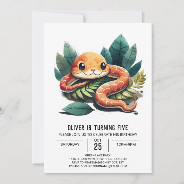 Invitación de cumpleaños a Reptile Adventure (Anverso)