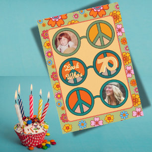 Invitación de cumpleaños a retro Hippie Baby Boome