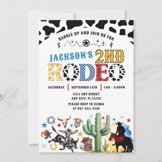 Invitación de cumpleaños a Rodeo Roundup (Anverso)