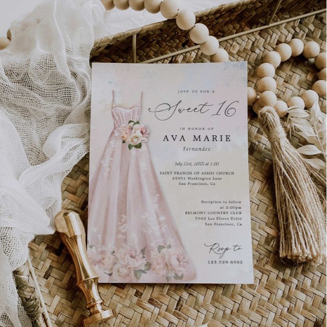 Invitación de cumpleaños a Rubor Pink Floral Sweet (Subido por el creador)