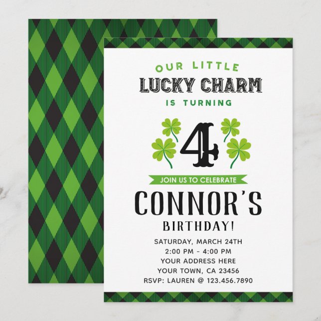 Invitación de cumpleaños a San Patricio (Anverso / Reverso)
