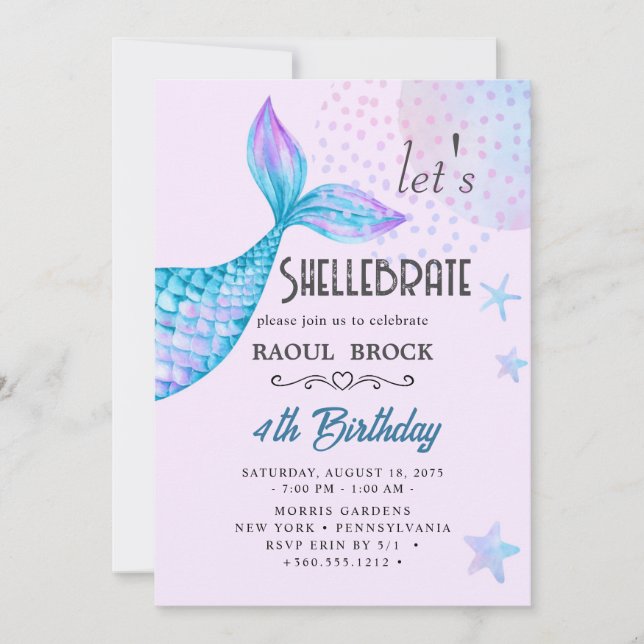 Invitación de cumpleaños a Shellebrate (Anverso)