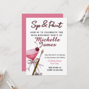 Invitación de cumpleaños a Sip & Paint Art 40